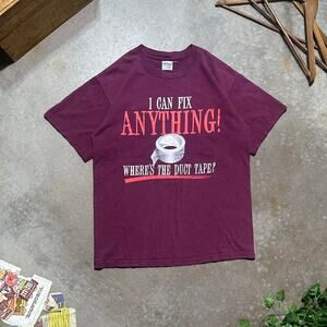 Vintage Y2K I Can Fix Anything Duct Tape" Funny Comedy Tee Mens Large Joke Shirt